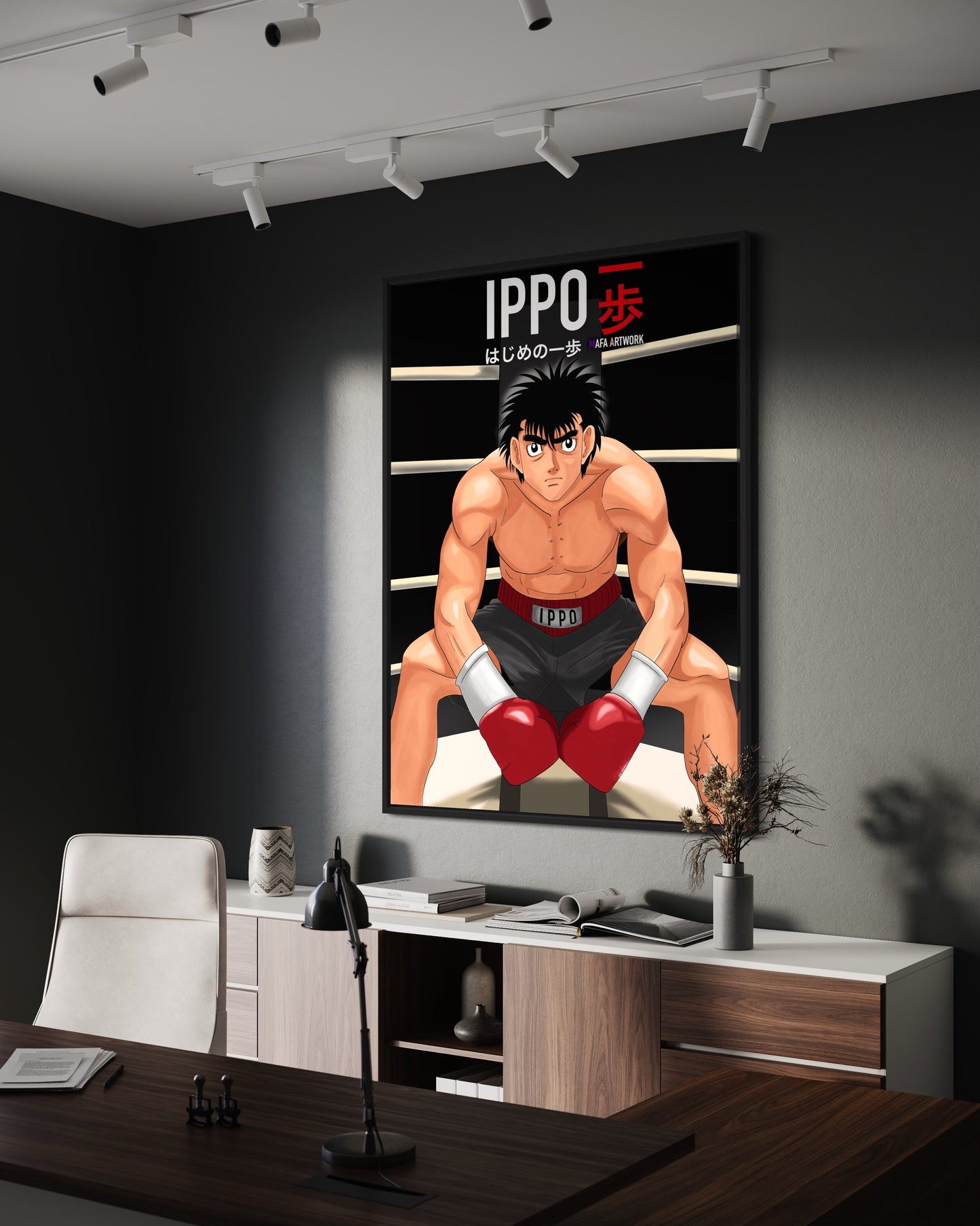 Affiche murale manga représentant Ippo, le personnage principal de l’anime Hajime no Ippo