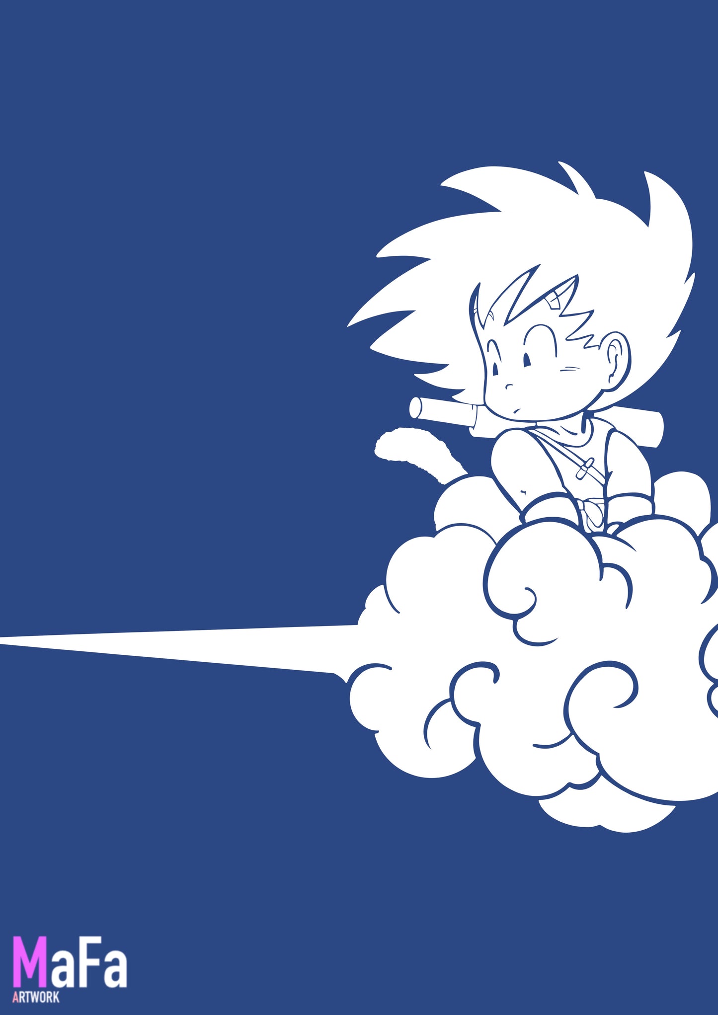 poster dragon ball représentant Son Goku enfant sur son nuage magique le kinto un