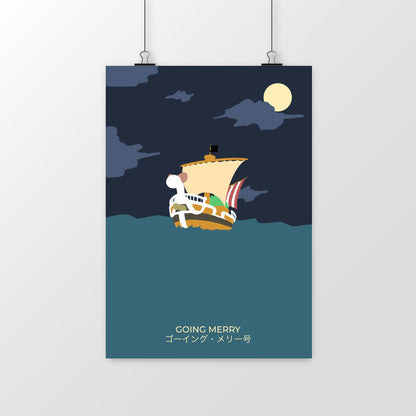 Poster manga minimaliste One Piece - Going Merry