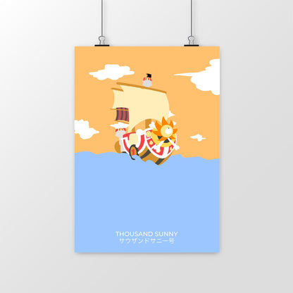 Poster manga minimaliste One Piece - Thousand Sunny